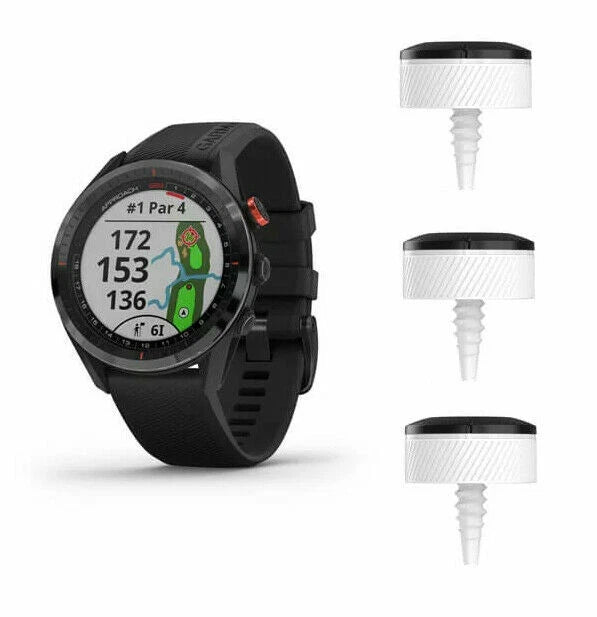 Garmin Approach S62 GPS-Golfuhr Bundle inkl. 3x Approach CT10 Schlägersensoren – Schwarz (010-02200-02)