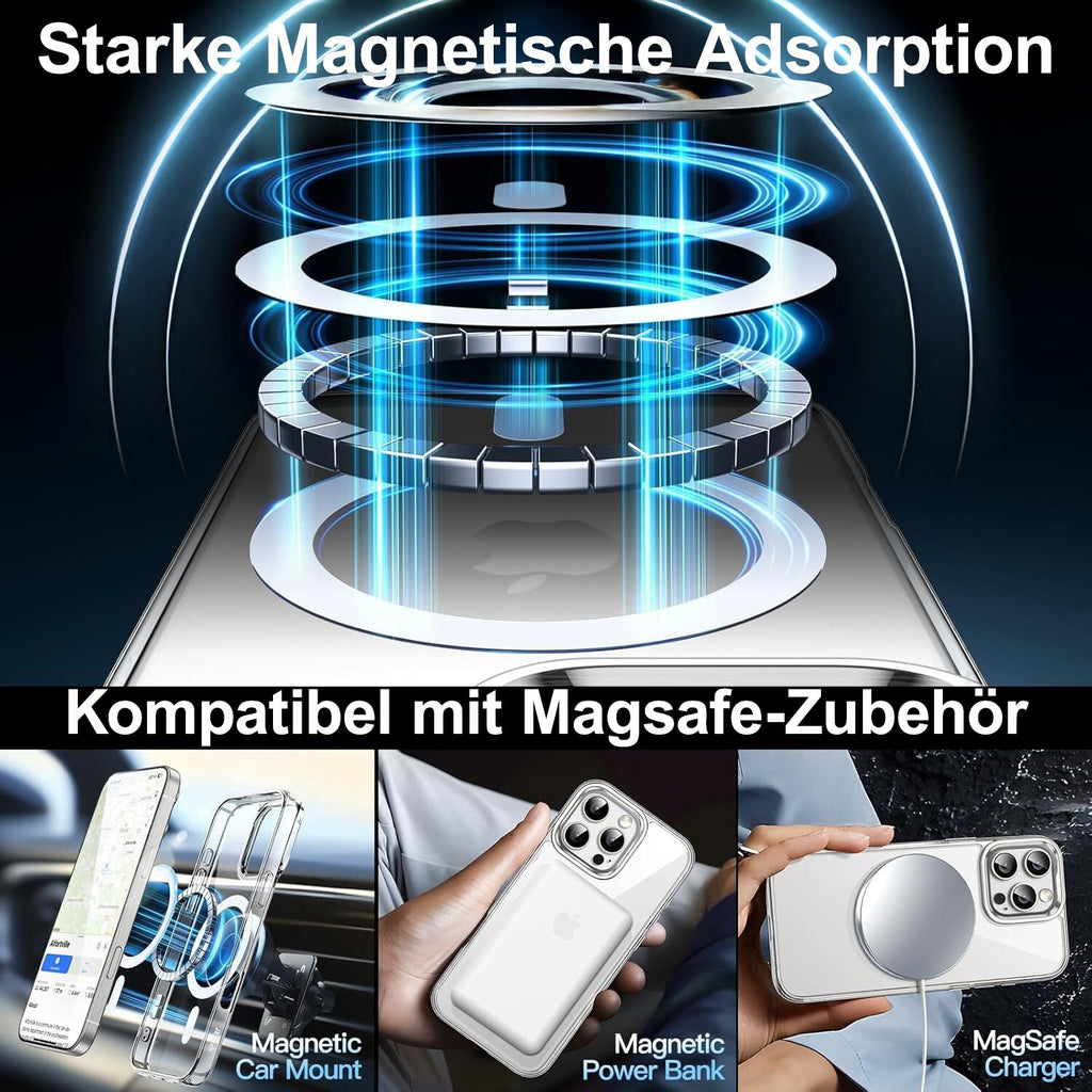 Clear Case Hülle Magnetisch für iPhone 17 16 15 14 13 12 Pro Max Schutz Magnet