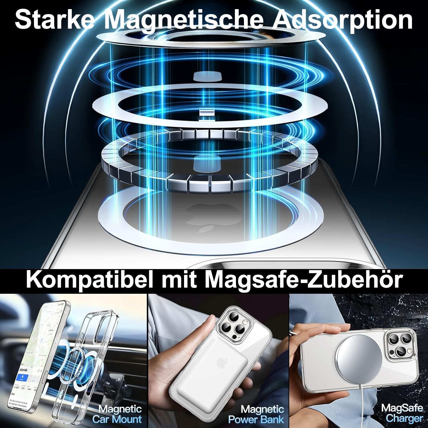 Clear Case Hülle Magnetisch für iPhone 17 16 15 14 13 12 Pro Max Schutz Magnet