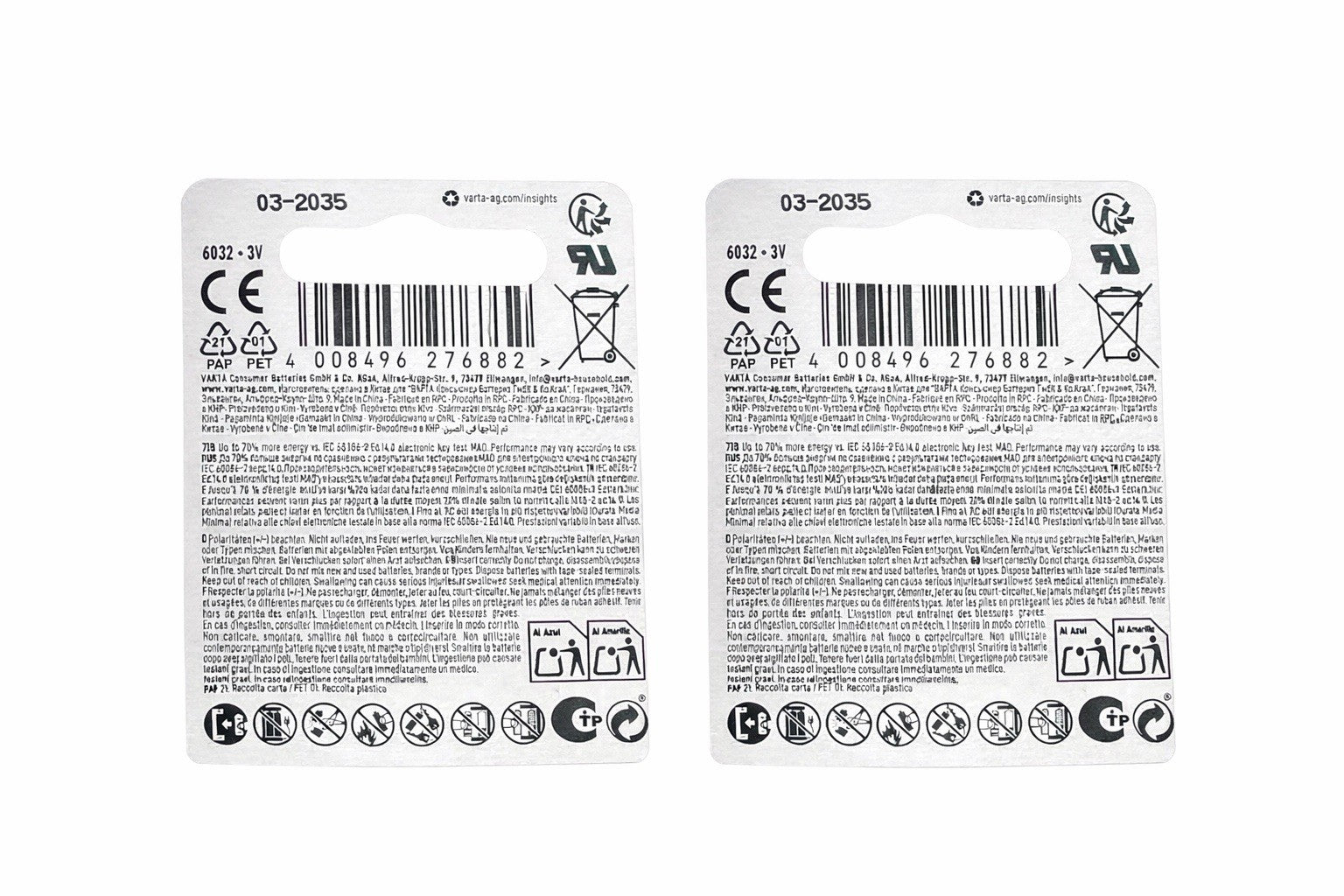 VARTA Batterien 2x  CR2032 DL2032 BR2032 Lithium Knopfzellen 3V AUSWAHL